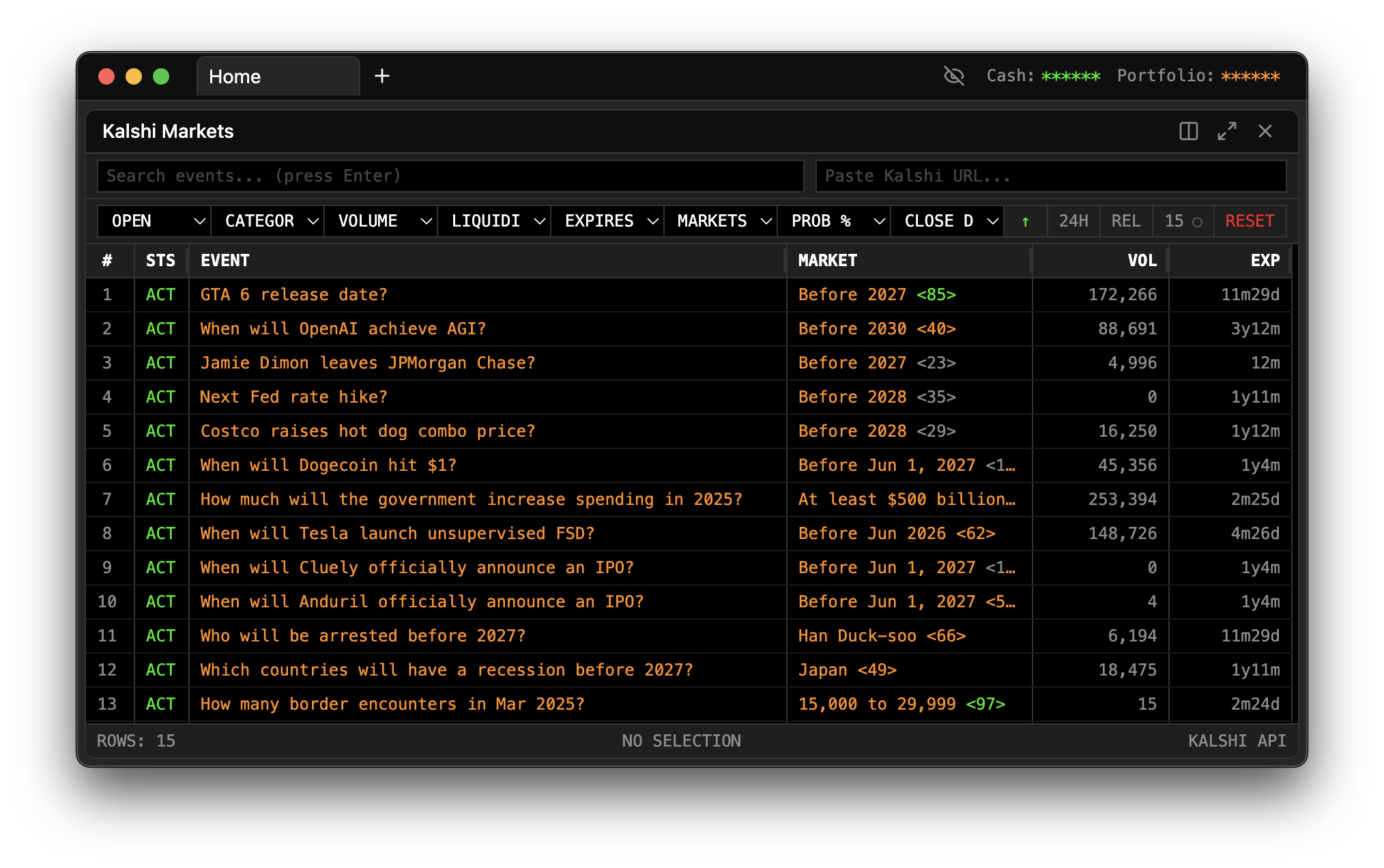Kalshi Markets Panel